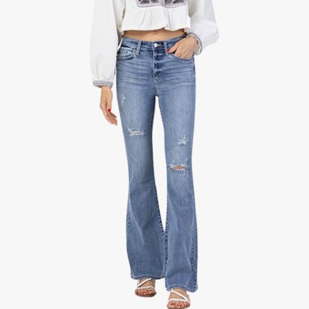 Judy Blue High Rise Destroyed Flare Jeans